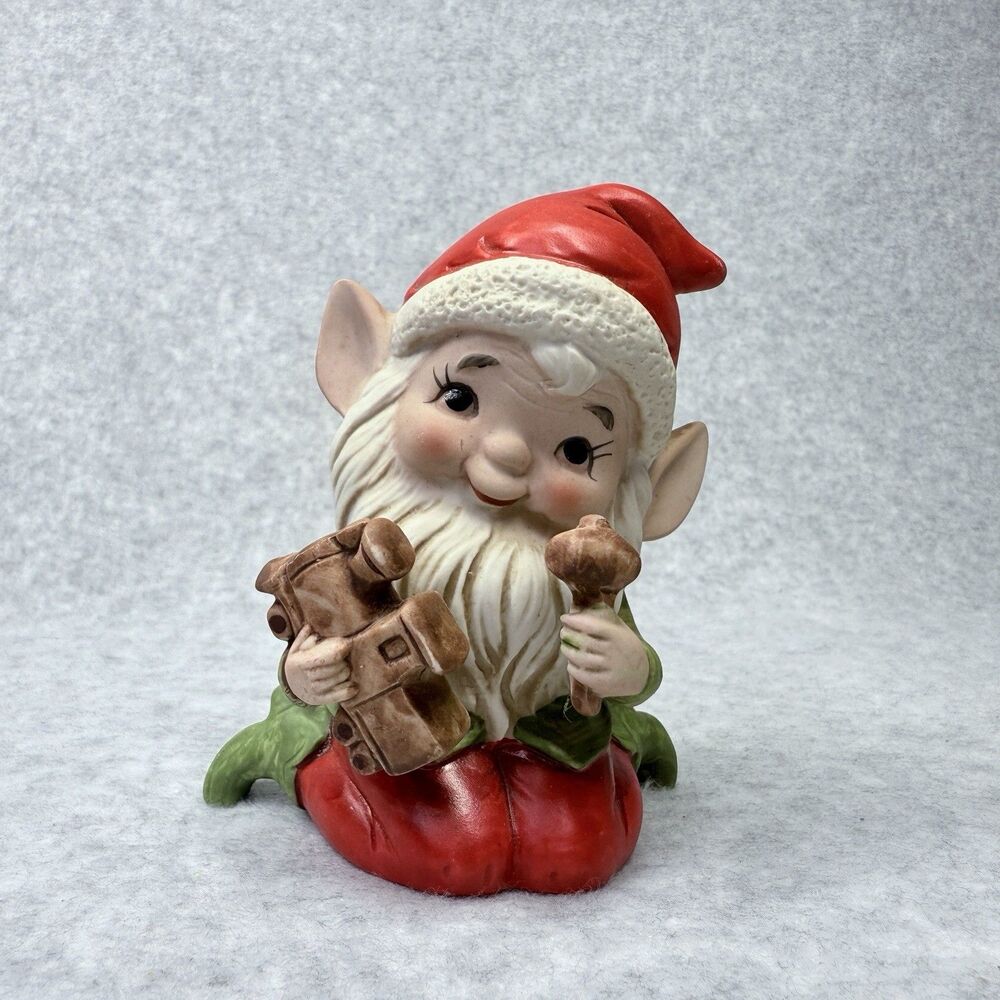 Vtg Homco Figurines Santa Elves Christmas Toy Makers 5406 Set Pixie Gnome - Picture 7 of 16